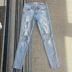 Frame Distressed Light Wash Denim Jeans